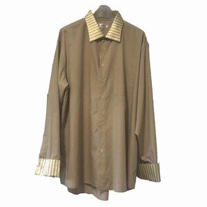 Karl Knox Button down Shirt Beige (Mens 19.5 36/37) Single Needle Tailoring NWOT